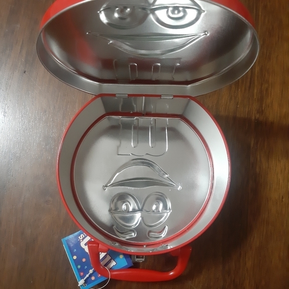 M&M Red Mini Tin Lunchbox With Handle NEW - Picture 6 of 11